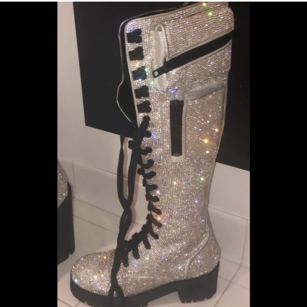 Dolls Kill Limted Edition  Diamond Crystal Combat Boots